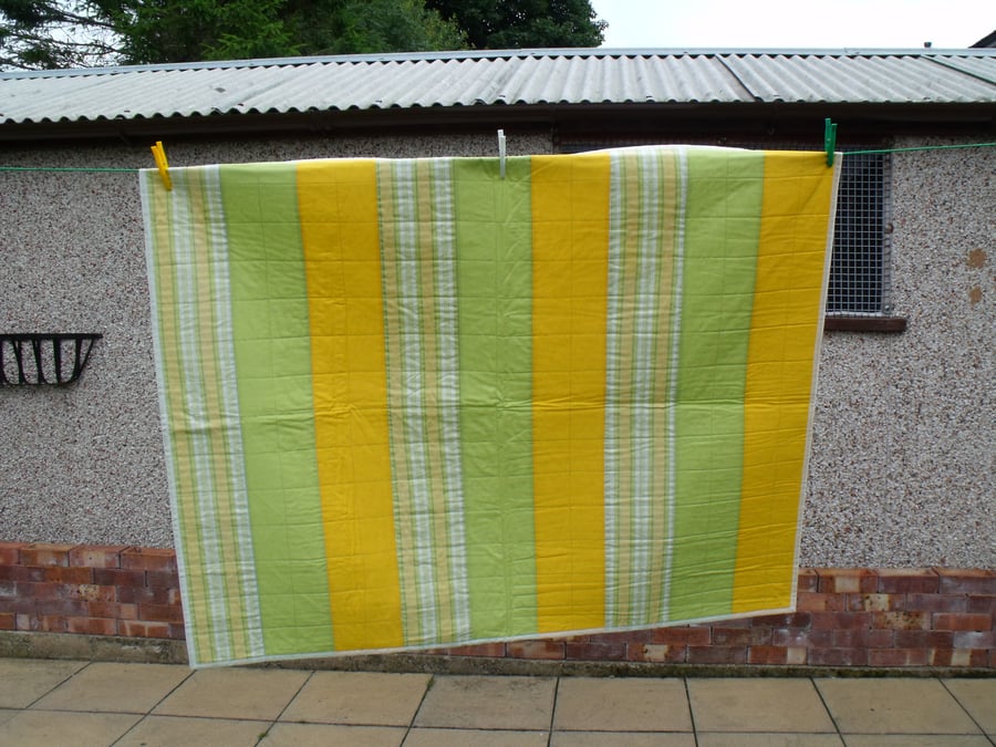 upcycled striped quilted sofa throw, bright summery coloured duvet