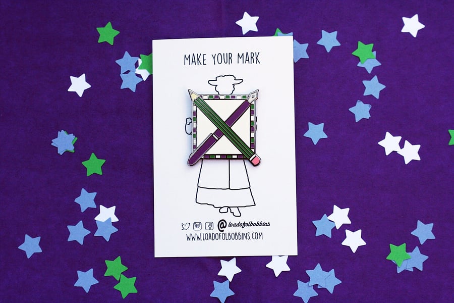 Suffragette Inspired Make Your Mark  30mm Enamel Lapel Pin 