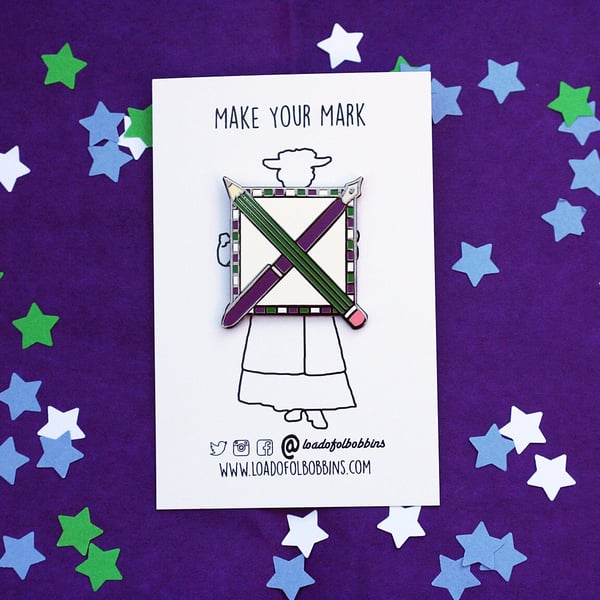 Suffragette Inspired Make Your Mark  30mm Enamel Lapel Pin 