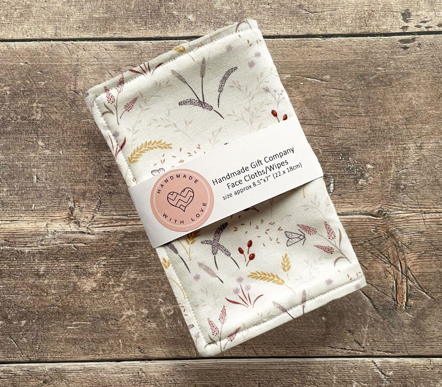 Handmade 2 Pk Face Wipes, Face Cloths, Face Flannels, Eco-Friendly Wipes-FCW27