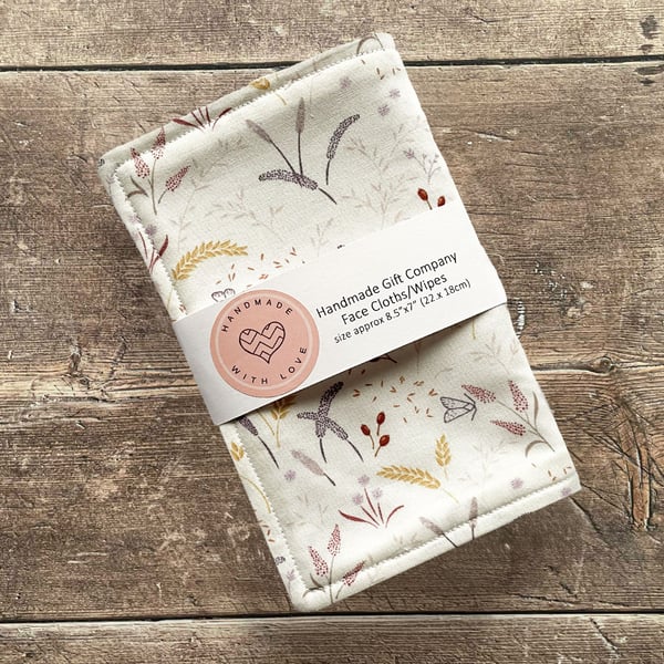 Handmade 2 Pk Face Wipes, Face Cloths, Face Flannels, Eco-Friendly Wipes-FCW27