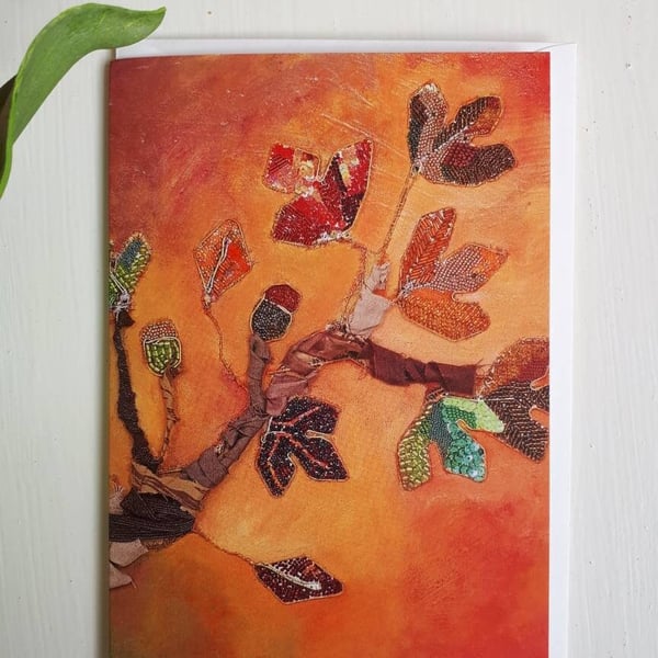 Autumn leaves blank greeting card