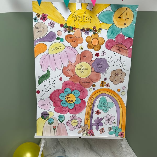 Childrens Birthday Poster - Flower Power