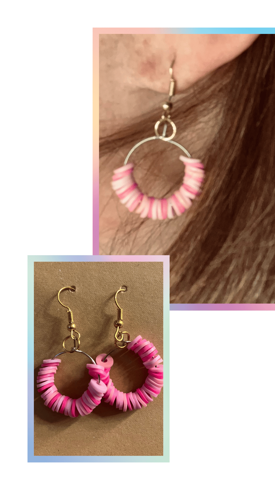 Pink Beaded Hoop Earrings