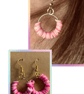 Pink Beaded Hoop Earrings