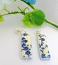 Long Rectangle Floral Earrings.