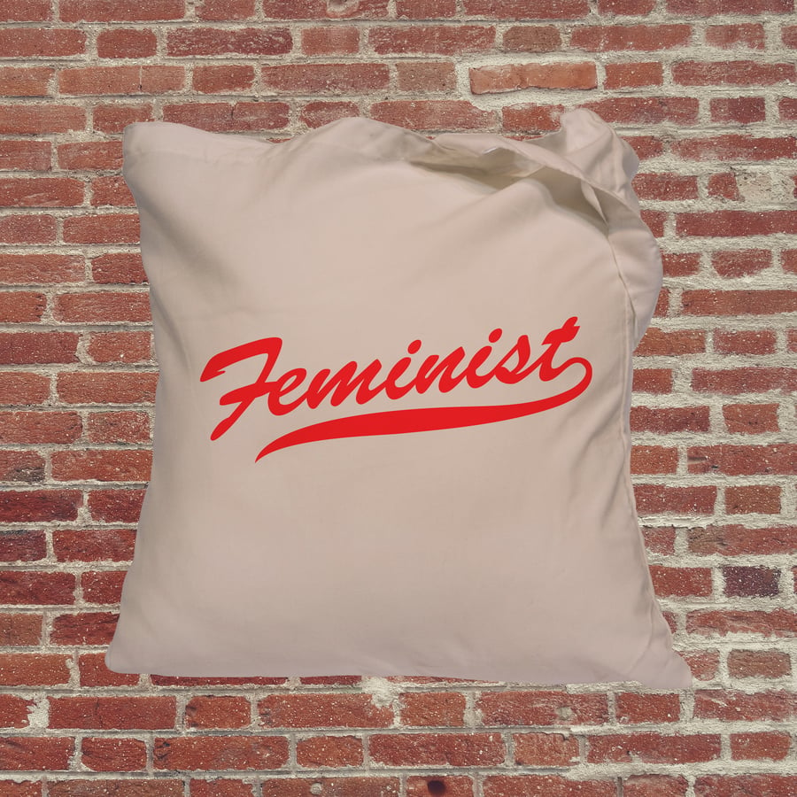 Feminist slogan, Independent woman feminist tote bag. Female empowerment retro f