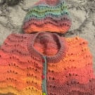 Hand knitted cardigan and hat