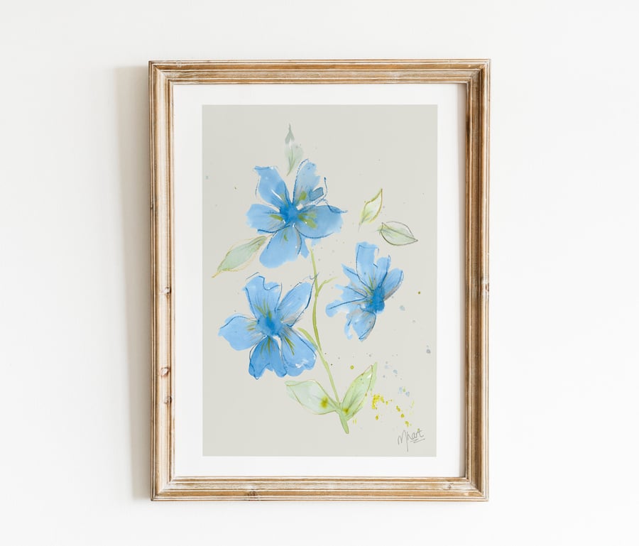 Botanical Floral Art Print, Cottage Core Art, Home Décor, Nature Illustration