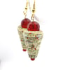 Cone shaped map paper beads earrings