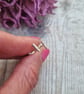 Sterling Silver Small Bar Twig Hammered Stud Earrings - JBJ3015 - Image 2
