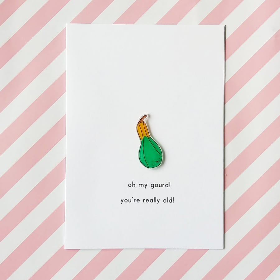 birthday card - oh my gourd! you're really old! - handmade - free shipping