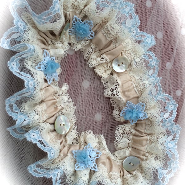 Victoriana Wedding Garter - Blue