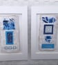 Pretty Patterned Blue & White Handstitched Geometric Small Artworks - Image 10