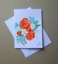 original hand painted floral blank greetings card...( ref FA 301 M1 )