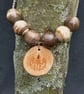 Pine, Bay Tree & Linden Wood Scarab Beetle Necklace.