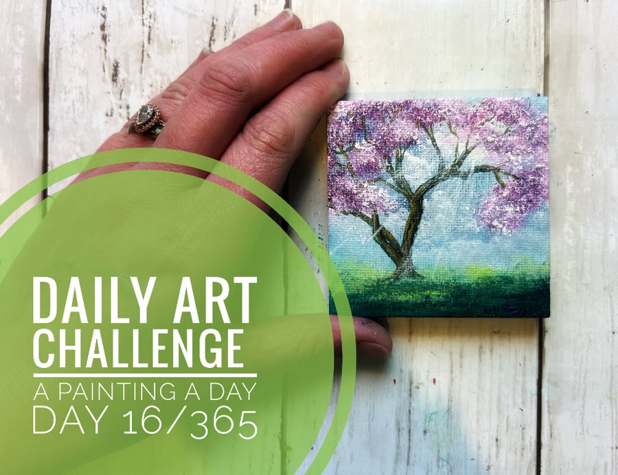 Mini Acrylic painting on canvas, Daily Art Challenge, A Painting a Day 16-365 