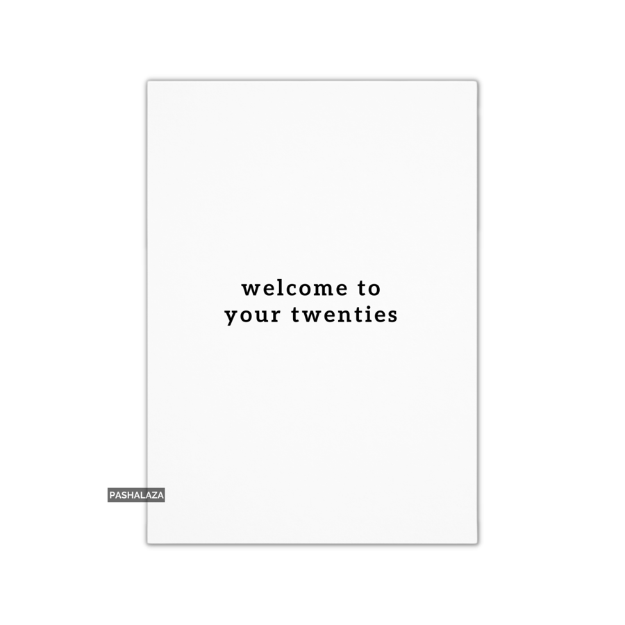 Funny 20th Birthday Card - Novelty Age Card - Welcome