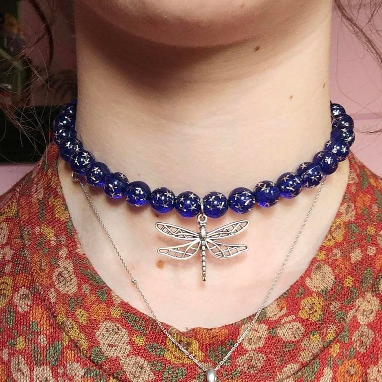 Handmade dragonfly choker necklace 