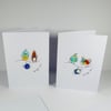 Fused glass birdies card- any occassions 