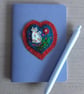 Hand Embroidered Cat Notebook and Pen Set - Image 1