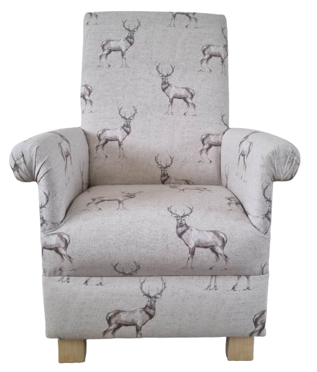 Glencoe Stags Chair Adult Armchair Beige Natural Animals Nursery Small Accent 