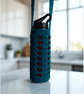Hand Crochet Water Bottle Holder Crossbody Water Bottle Carrier - Teal