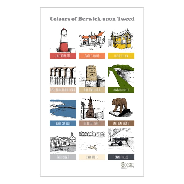 Landmarks of Berwick-upon-Tweed Art Print (A4 size)