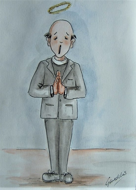 original art cartoon vicar ( ref f 140)