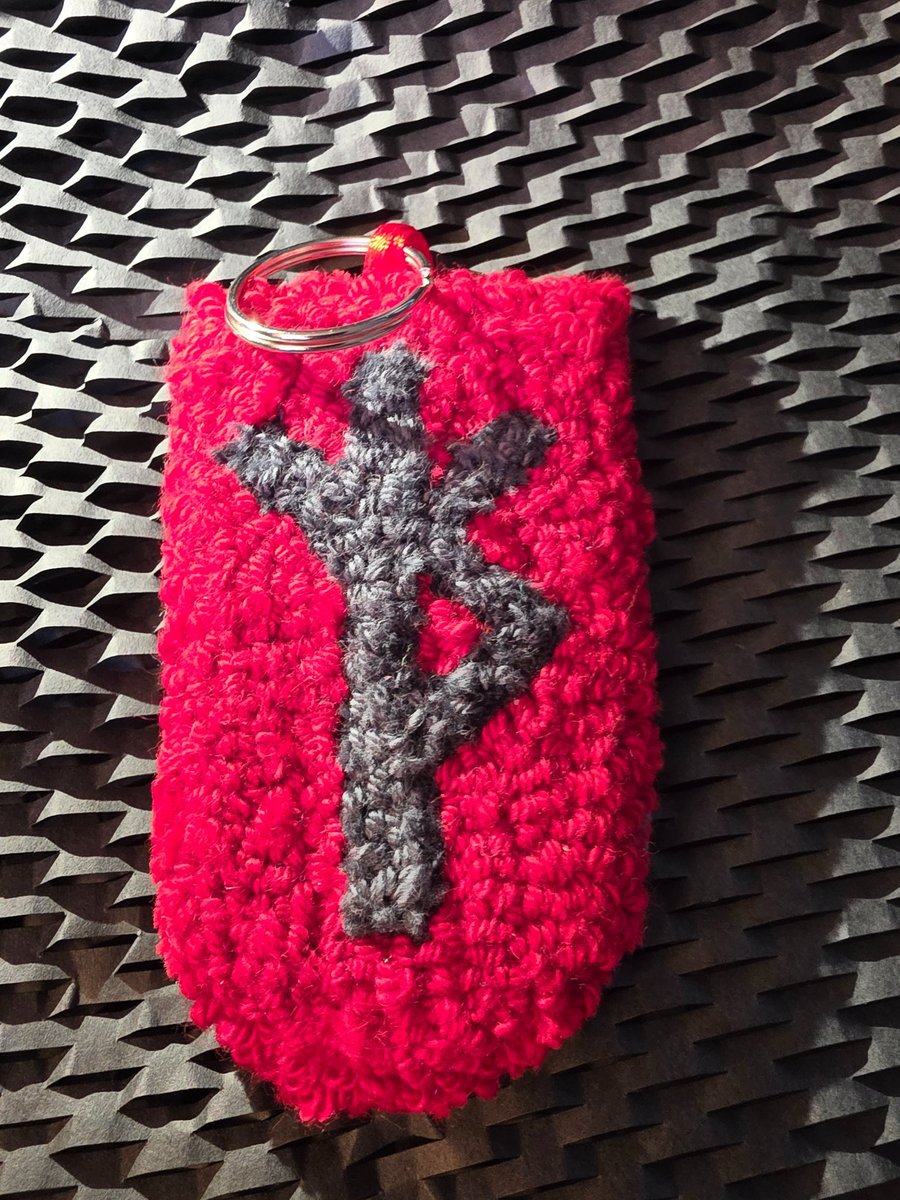 Negative Energy Protection Bindrune Punch Needle Keyring