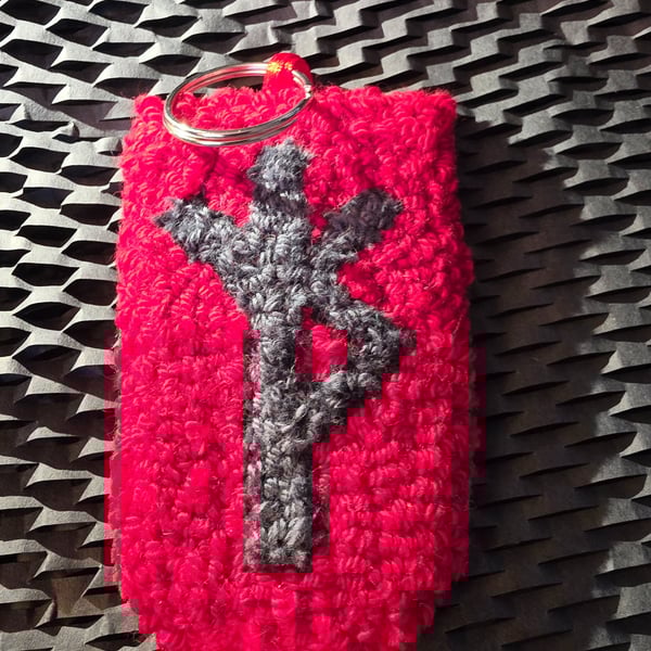 Negative Energy Protection Bindrune Punch Needle Keyring