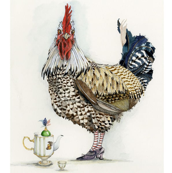 Cockerel with teapot Giclee print A4