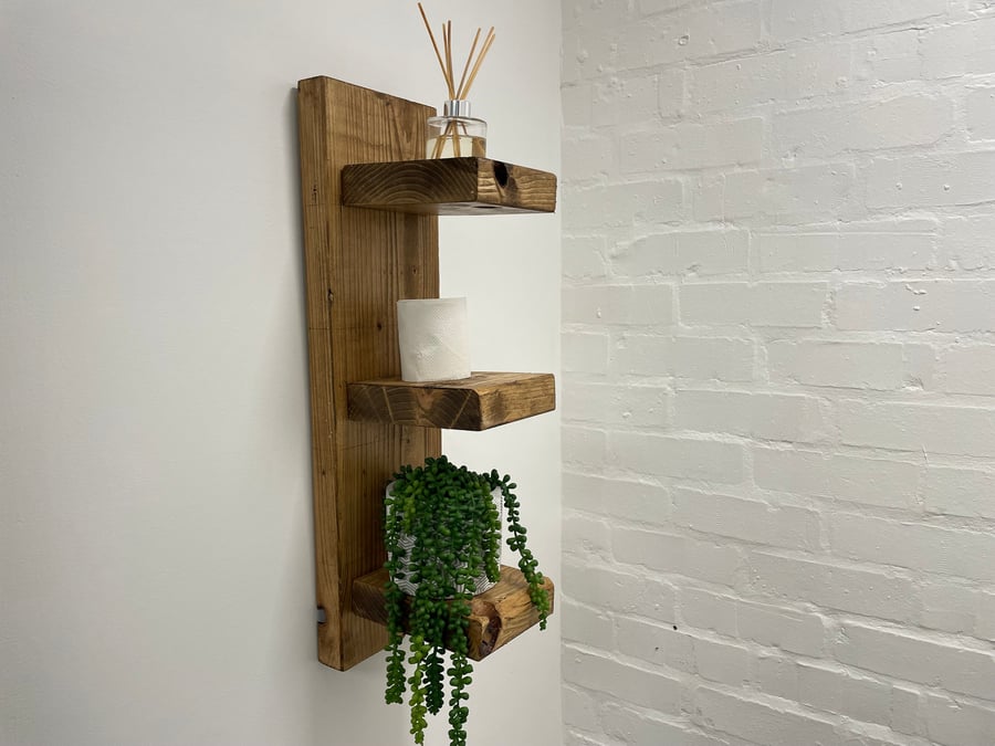 Storage Shelf bathroom toilet roll holder oak wax