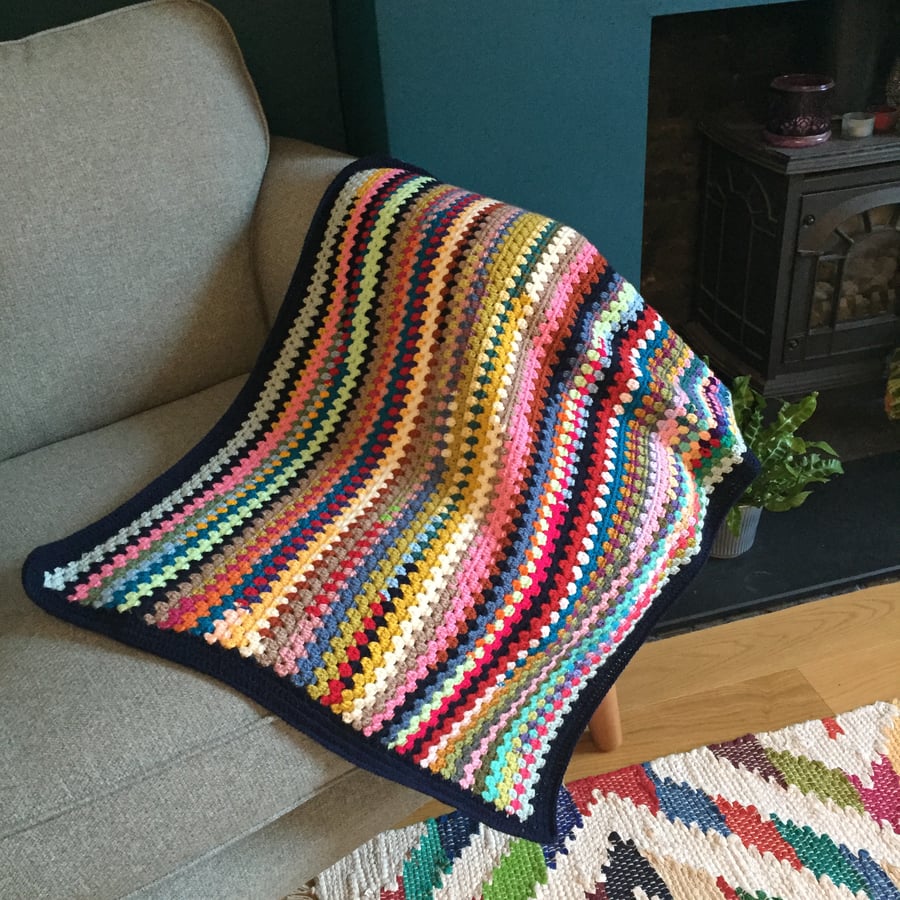 Happy scrappy crochet baby blanket