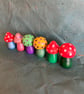 6 cute little hand painted toadstools