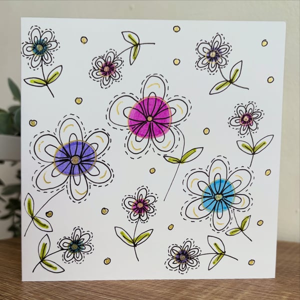 Doodle flowers Card