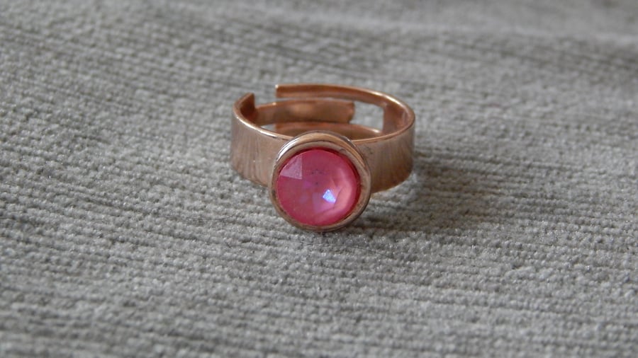 Ultra Pink Coral AB Swarovski Solitaire Ring
