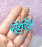 Blue wooden earrings, eco-friendly lightweight wood earrings for women - Image 3