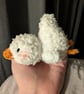Crochet plushie cute sleepy duck white handmade unique - Image 2
