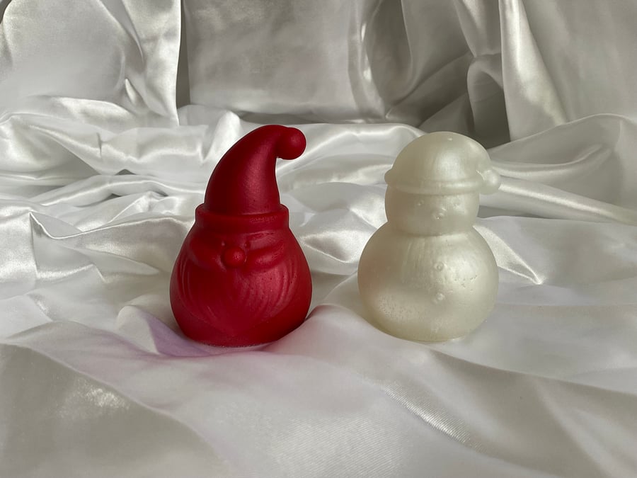 Unpainted Handmade Resin Santa and Snowman Figurines