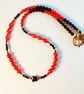 Red Bamboo Coral Necklace With Black Spinel, Onyx And Swarovski Butterfly - Image 7