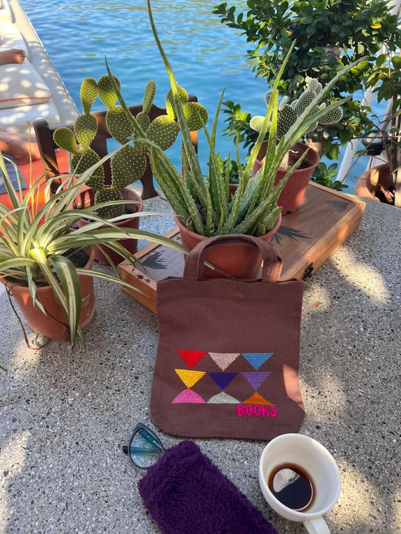 Beautiful Hand-made Book Bag (Brown Motives)