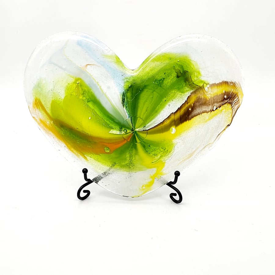Fused Glass 'Pot Melt' Decorative Heart