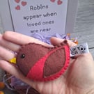 Felt Robin Pocket Hug, Handsewn Pick Me Up Gift