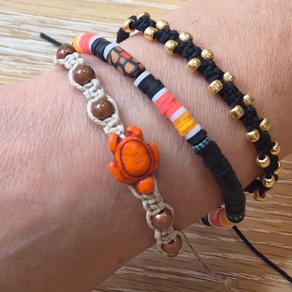 Braided & Elasticated Stacker Bracelet Set for Men, Unisex Gift, Boho (STK-0018)