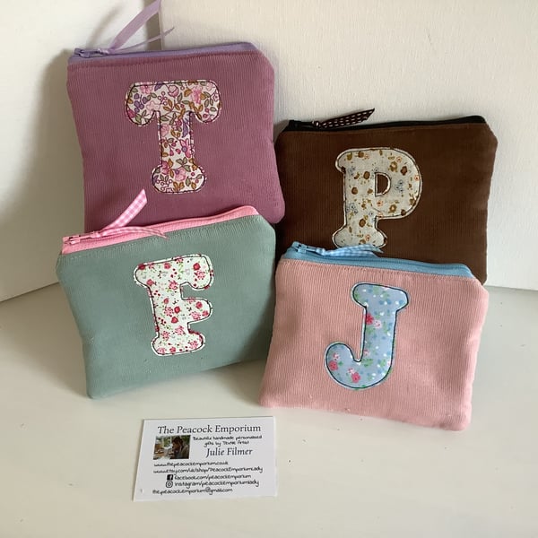 Monogrammed Purse - Personalised Wallet or Cord Pouch made from Cord