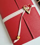 Red Leather Art Nouveau Journal with Ceramic Button, valentine gift, A6 - Image 5
