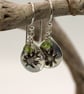 Oak Leaf Silver Earrings Drops with Peridot Bead dangles - Image 3