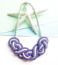 Contemporary cotton rope statement necklace - purple and green, gifts for women - Image 2