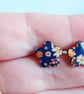 Small Blue Flower Stud Earrings, Floral Jewellery - Image 3